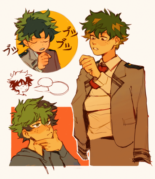 knightic:some drawings of deku! he’s thinking about stuff