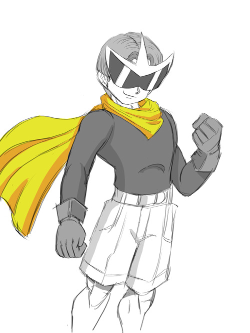   turlessenpaiÂ said toÂ funsexydragonball: Could you make one of GT Trunks with a Yellow Scarf, and Sunglasses, looking like Protoman from Megaman, as something for my friend’s 18th birthday? I would be thankful if you did! Thanks in advance! (Sorr