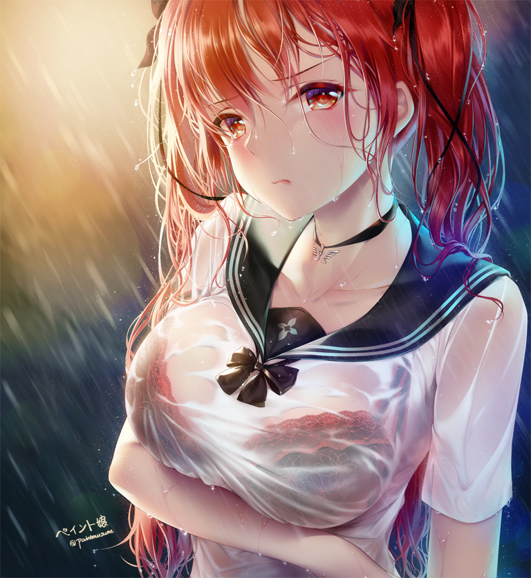 nijigenlewd:放課後の雨 by artist ペイント娘 (@paintmusume, weibo)