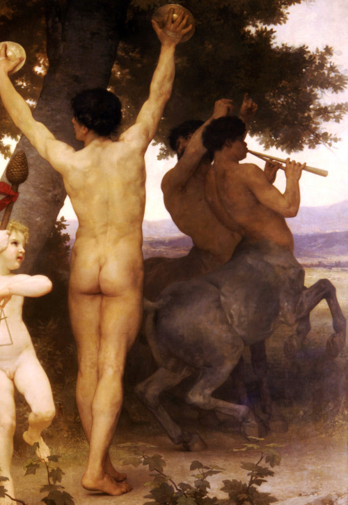 19thcenturyboyfriend: The Youth of Bacchus, detail, (1884), William Bouguereau