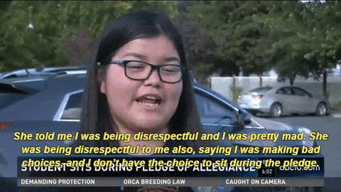 Student's grades lowered for sitting during Pledge of Allegiance