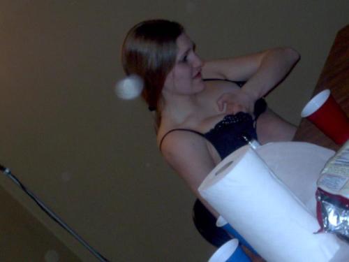 stripgamefan:A girl in a rather amazing bra plays strip poker in the middle of someone’s birthday pa