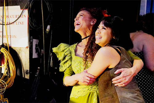  Amber Gray and Eva Noblezada backstage during the 73rd Annual Tony Awards at Radio City Music Hall 