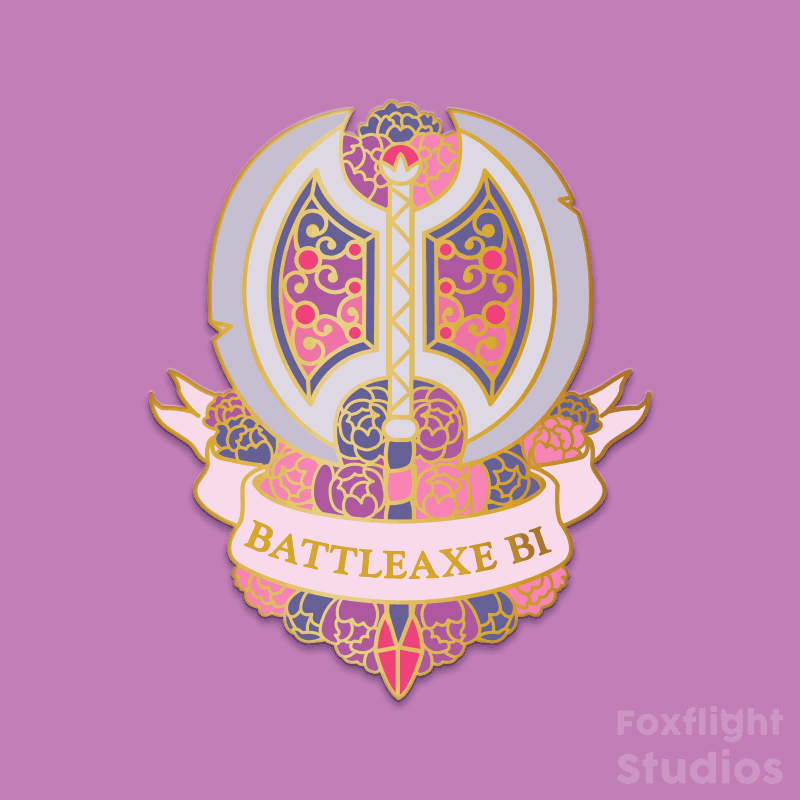 Final enamel pin preview: Battleaxe Bi!
The Armory enamel pins (and patches if we make it that far) kickstarter will be launching early next week! I’m aiming for the 25th-26th at midnight. I’ll be announcing it on all my social medias, so be on the...