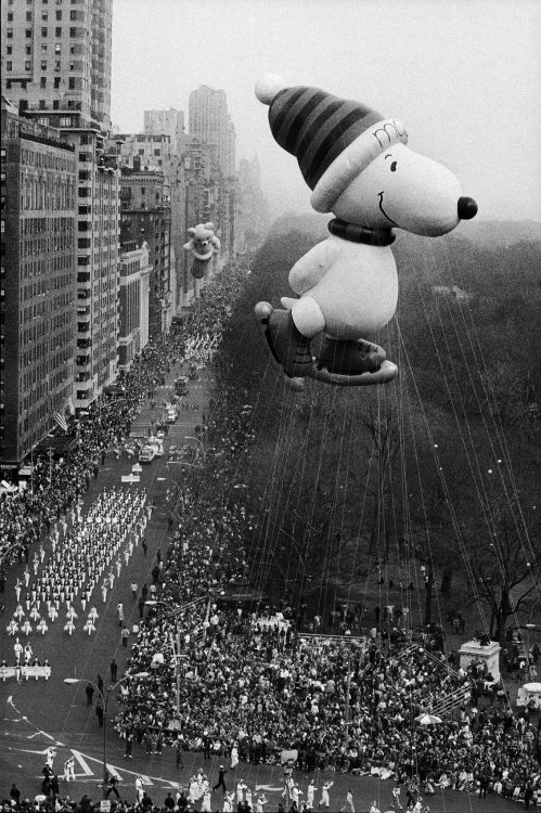  The Snoopy balloon rounds Columbus Circle during the annual Macy’s Thanksgiving Day Parade, N