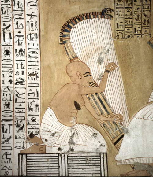 The Blind HarpistDetail of a wall painting depicts a blind harpist, from the Tomb of Inherkhau (TT35