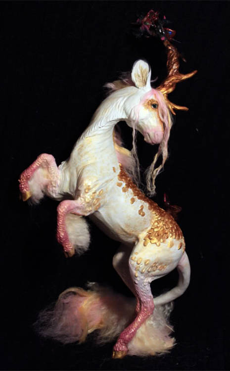 from sketch to sculpture: The Gilded Lady Kirin (2012).She is a polymer clay sculpture, created by h