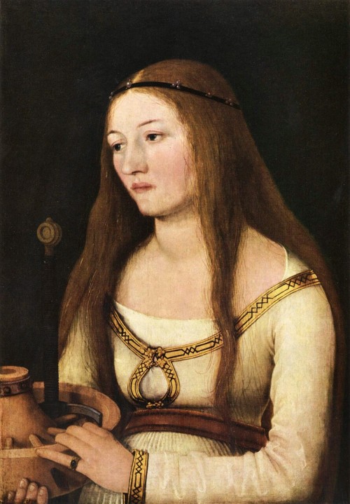 cimmerianweathers:Portrait of Katharina Schwarz  Hans Holbein the Younger Tempera on panel c. 1509 - 1510