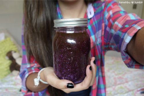 hornynessx100: lamehbu: glitter jar i made and if u wanna make one too watch this tutorial i posted 