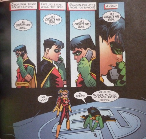 The Titans manage to get the cure for Conner and get it back in time to help him.  Tim’s attention t