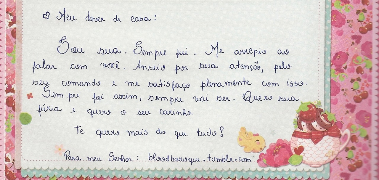 Senhooor! Meu dever de casa! Fica bom logo! ♥ bloodbaroque.tumblr.com