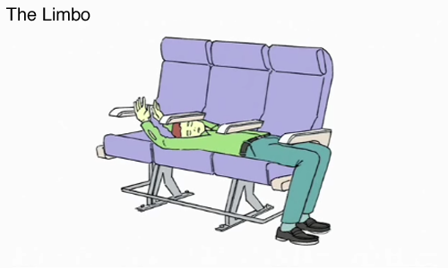 tastefullyoffensive:  Airplane Sleep Positions by Demetri Martin 