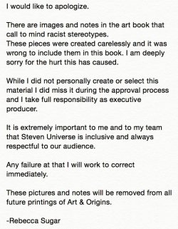 fem-usa:Rebecca Sugar’s apology.  Source. 