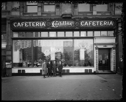 the1920sinpictures:1922 East 23rd St. near Broadway, the Cadillac Cafeteria. From New York City Hist