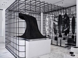 balenciwanga:  &ldquo;The Summer cage installation at Alexander Wang’s Soho Flagship store features five marble surfboards created by Australian brand Haydenshapes Surfboards and a monolithic wave sculpted from black sand, looming over the space. The