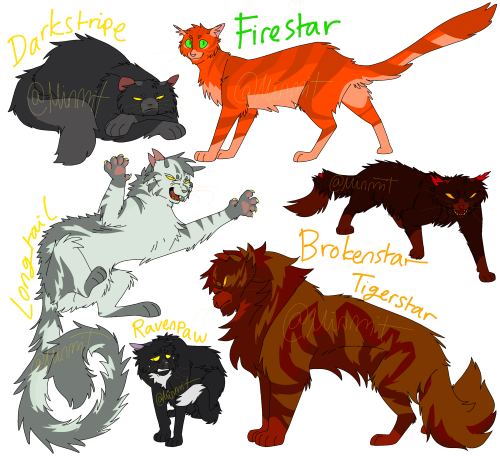 Redrew the very first warrior cats designs that I made 4 years ago, I had a whole lotta fun with the