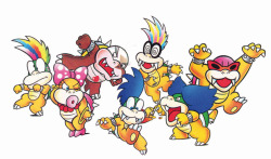 nothingbutgames:  The Koopalings’ artwork for Super Mario World (1991) and the nowadays Koopalings’ artwork (2012).
