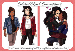 nikoniko808:    Hey guys I’d just like to let you know I’m going to be taking some commissions! Here’s what you need to know! 4 slots will be available! colored sketch commission (knee up) + simple shading ษ per character (+ฟ additional character)