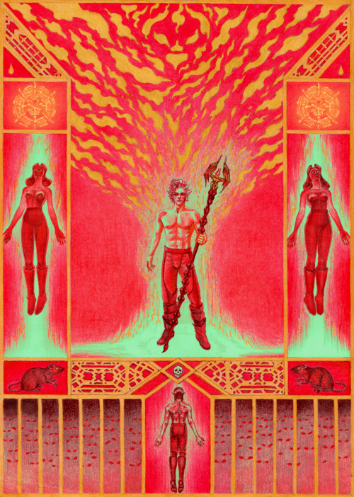 Astarion's Ascension - Traditional Art (pencils, Gold Acrylic, PS Edit). Sketch Here.