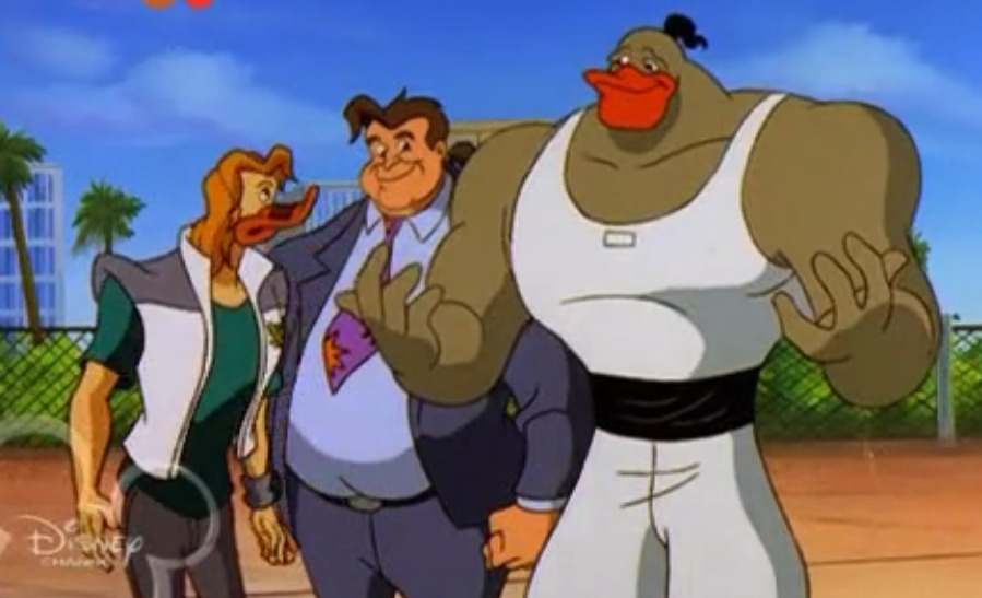 Grin Hardwing in his A-shirt / Sleeveless shirt / undershirt in Mighty Ducks Episode