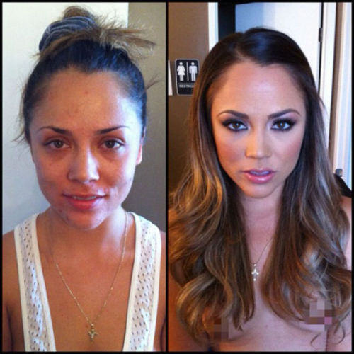 goal17516:  crashyourcrew:  dascrabapples:  gr00ve-tube-42:  Porn Stars with and without makeup  Always reblog.  Busted  It’s a miracle! 