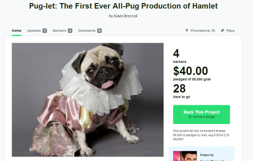 foxnewsofficial:  help them  Hmmm pugs in a production of Hamlet what could possibly go wrong haha Other than the snuffly noises, tilty heads and craziness that is the pug’s way of life :)