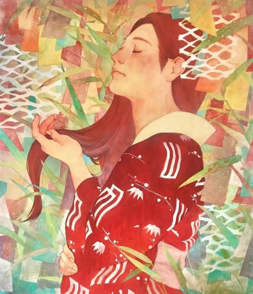 ＊ 『 おもいろ 』2018 ＊＊＊ ●mineral pigments, japanese-paper, wood panel, gold leaf #art #artwork #artlovers