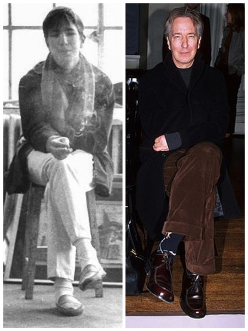 Alan Rickman then and later then. Thanks to Istvan from Page 394 for the color photo.