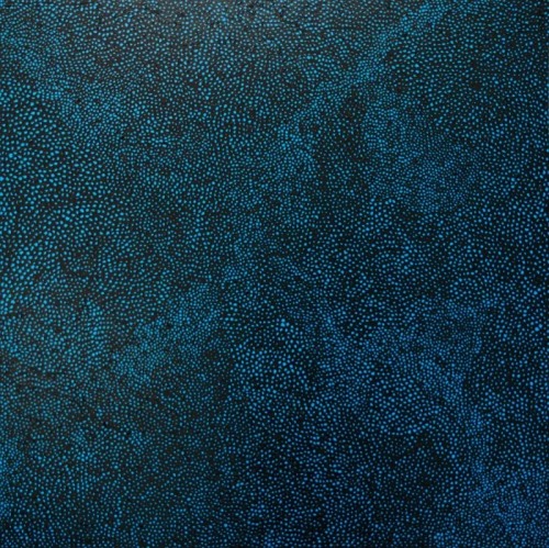 huariqueje:    Blue Sky in the Midnight   -    Yayoi Kusama ,  2015.Japanese, b. 1929   -  Acrylic on canvas,  51 × 51 in.   129.5 × 129.5 cm.