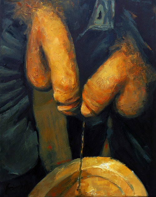 birykoff:  urinals #1120x16 in oil on canvasartist Alexei Biryukoff