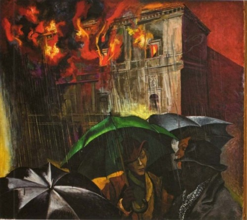 amare-habeo:Renato Guttuso (Italian, 1911-1987)Metaphysical night. Fire of the Apostolic Chancellery