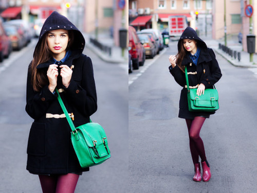 The green bag. (by Mariya Marinova) Fashionmylegs- Daily fashion from around the web Submit Look Not