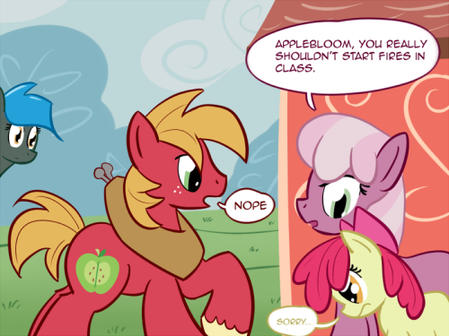 ask-jade-shine:  Erm… Applejack did not react well to me following her brother.