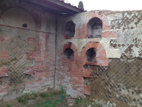 Columbaria (“dovecote” niches used for holding cinerary urns) at Ostia Antica, Italy.