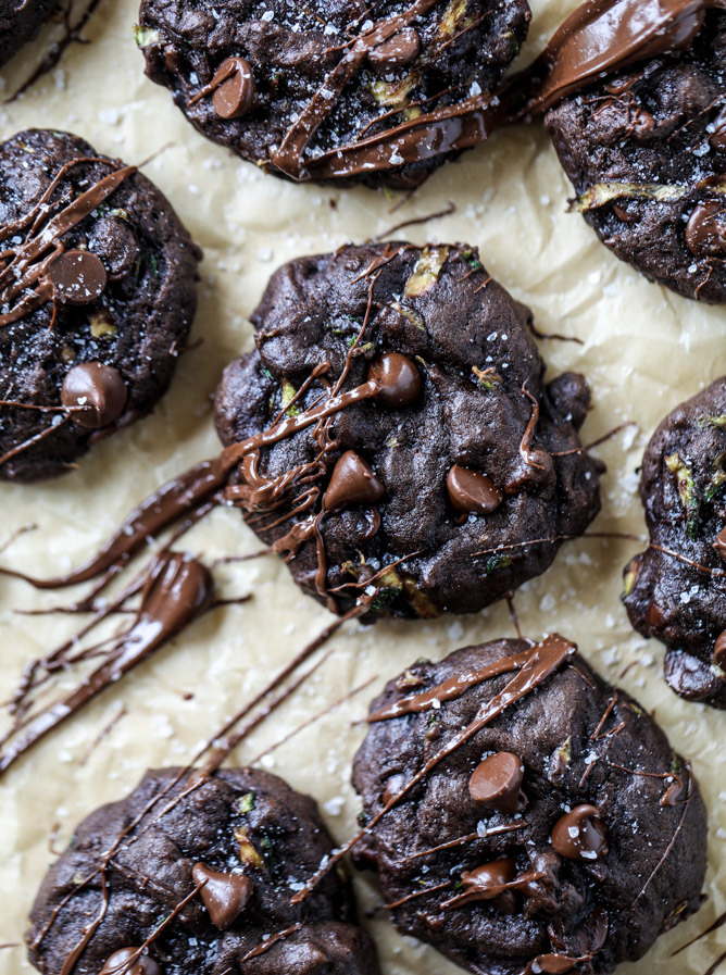 sweetoothgirl:    double chocolate zucchini cookies with sea salt  
