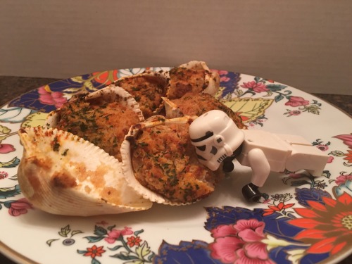 Stuffed mollusks.  Bivalves are yummy. |-o-|