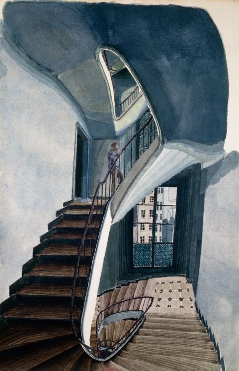 Sam Szafran aka Samuel Berger (French, b. 1934, Paris, France) - Untitled (L’Escalier) - 1: Undated 