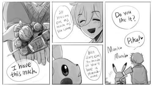 diaemyung:  Free! x Pokemon (Click the images for larger size). Story of Nagisa and Pikachu This is the last comic of Free Pokemon!AU, but I will draw more Pokemon!AU or other AU in the future. I enjoyed it a lot. I’m so glad many people like this