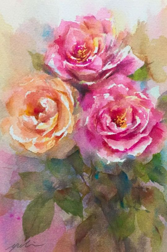 Rose Aug.15.2017 watercolor size:158*227mm (SM) paper:water ford white (中目・300g/m2)
