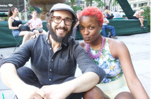 dailygreatcomet:lulufallofficial: #tbt to frolicking in Bryant Park with the homie @joshgroban durin