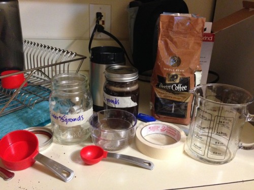 Cold brew espresso success! I found recipes here and here. The key is to have medium groun