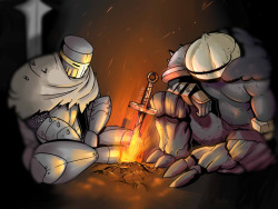 oki-doki-oppai:  krekk0v:  my (right) and  oki doki oppai (left) ‘s darksoul character resting at the bonfire.   aeeey i love iet thank you!