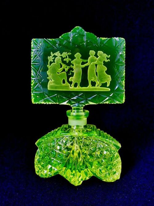 wike-wabbits:Czech uranium glass perfume bottles