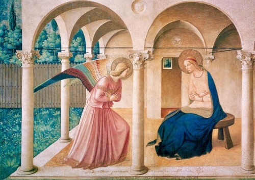 historyofartdaily: Fra Angelico, Annunciation, 1442 - 1443, fresco, San Marco, source Bon week-end d
