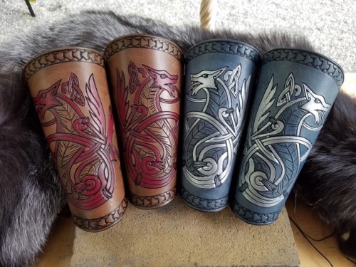 athousandrasps:Norse wolf bracers for clients! Want your own pair? https://www.etsy.com/listing/2458