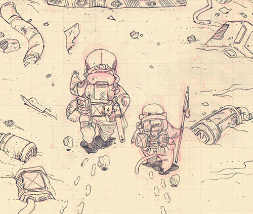 Same Space Stuffs Again.When I Have Freetime, I Can Only Draw Theses 2 Guys And Spaceships.