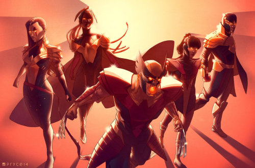 towritecomicsonherarms:   Alternate Phoenix Five by Pryce14   