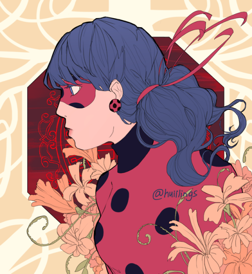 Ladybug in an Art Nouveau style inspired by Mucha!