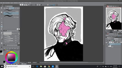 WIP, Phasma’s part of a three part Dark Trio I’m doing to bring up to Richmond with me. Phasma’s flower is the Baker’s Globe Mallow, which is a super fluffy cutesy name for a plant that requires wildfires to germinate so hey. 