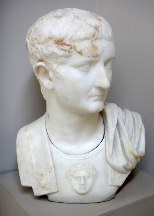 lionofchaeronea:Marble portrait bust of the Roman emperor Tiberius (r. 14-37 CE).  Artist unknown; 1st cent. CE.  Found 